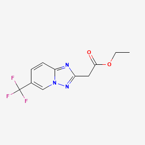 molecular formula C11H10F3N3O2 B2459070 Ethyl 2-(6-(trifluoromethyl)-[1,2,4]triazolo[1,5-a]pyridin-2-yl)acetate CAS No. 2116553-72-9