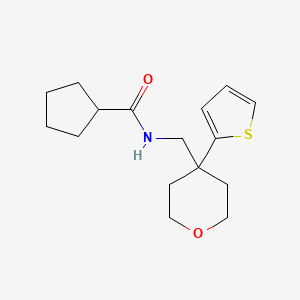 molecular formula C16H23NO2S B2459073 N-{[4-(thiophen-2-yl)oxan-4-yl]methyl}cyclopentanecarboxamide CAS No. 1203089-77-3