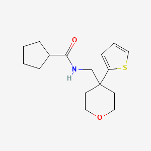 N-((4-(thiophen-2-yl)tetrahydro-2H-pyran-4-yl)methyl)cyclopentanecarboxamide