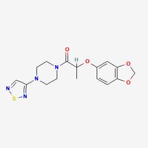 molecular formula C16H18N4O4S B2459084 2-(2H-1,3-benzodioxol-5-yloxy)-1-[4-(1,2,5-thiadiazol-3-yl)piperazin-1-yl]propan-1-one CAS No. 2097868-90-9