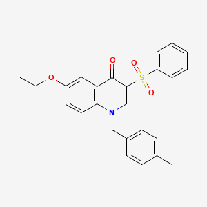 molecular formula C25H23NO4S B2459086 3-(Benzenesulfonyl)-6-ethoxy-1-[(4-methylphenyl)methyl]quinolin-4-one CAS No. 866725-85-1