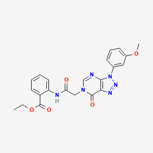molecular formula C22H20N6O5 B2459089 ethyl 2-(2-(3-(3-methoxyphenyl)-7-oxo-3H-[1,2,3]triazolo[4,5-d]pyrimidin-6(7H)-yl)acetamido)benzoate CAS No. 887215-68-1