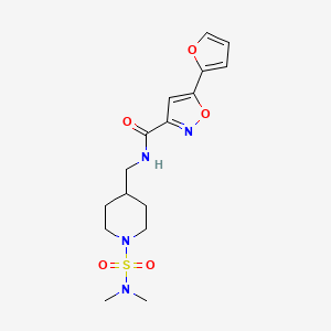 molecular formula C16H22N4O5S B2459094 N-((1-(N,N-dimethylsulfamoyl)piperidin-4-yl)methyl)-5-(furan-2-yl)isoxazole-3-carboxamide CAS No. 2034281-57-5