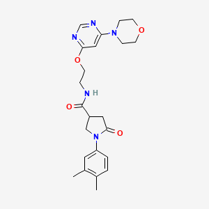 1-(3,4-dimethylphenyl)-N-(2-((6-morpholinopyrimidin-4-yl)oxy)ethyl)-5-oxopyrrolidine-3-carboxamide