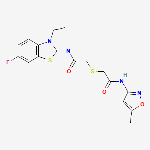(Z)-N-(3-ethyl-6-fluorobenzo[d]thiazol-2(3H)-ylidene)-2-((2-((5-methylisoxazol-3-yl)amino)-2-oxoethyl)thio)acetamide