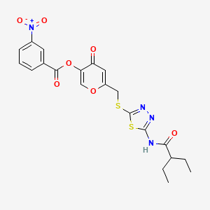 6-(((5-(2-ethylbutanamido)-1,3,4-thiadiazol-2-yl)thio)methyl)-4-oxo-4H-pyran-3-yl 3-nitrobenzoate