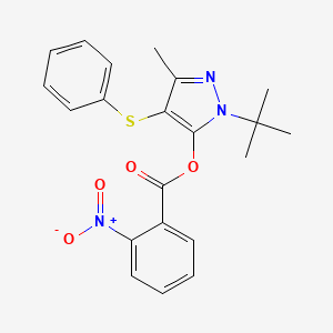 1-(tert-butyl)-3-methyl-4-(phenylthio)-1H-pyrazol-5-yl 2-nitrobenzoate