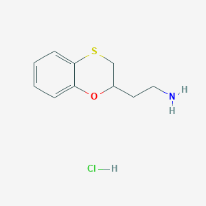 molecular formula C10H14ClNOS B2459144 2-(2,3-Dihydro-1,4-benzoxathiin-2-yl)ethan-1-amine hydrochloride CAS No. 1909336-98-6