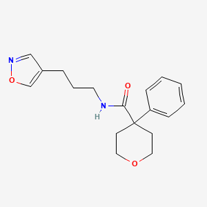 molecular formula C18H22N2O3 B2459147 N-(3-(isoxazol-4-yl)propyl)-4-phenyltetrahydro-2H-pyran-4-carboxamide CAS No. 1903152-20-4