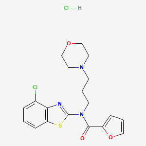 molecular formula C19H21Cl2N3O3S B2459151 N-(4-chlorobenzo[d]thiazol-2-yl)-N-(3-morpholinopropyl)furan-2-carboxamide hydrochloride CAS No. 1215479-94-9