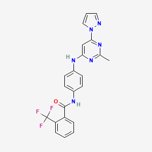 N-(4-((2-methyl-6-(1H-pyrazol-1-yl)pyrimidin-4-yl)amino)phenyl)-2-(trifluoromethyl)benzamide