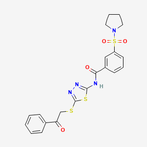 N-(5-((2-oxo-2-phenylethyl)thio)-1,3,4-thiadiazol-2-yl)-3-(pyrrolidin-1-ylsulfonyl)benzamide