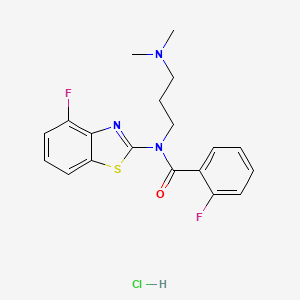 molecular formula C19H20ClF2N3OS B2459166 N-(3-(dimethylamino)propyl)-2-fluoro-N-(4-fluorobenzo[d]thiazol-2-yl)benzamide hydrochloride CAS No. 1215459-92-9