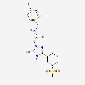 molecular formula C18H24FN5O4S B2459169 N-(4-fluorobenzyl)-2-(4-methyl-3-(1-(methylsulfonyl)piperidin-3-yl)-5-oxo-4,5-dihydro-1H-1,2,4-triazol-1-yl)acetamide CAS No. 1105212-37-0