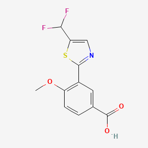 molecular formula C12H9F2NO3S B2459171 3-[5-(Difluoromethyl)-1,3-thiazol-2-yl]-4-methoxybenzoic acid CAS No. 2248271-43-2