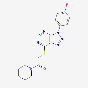 2-[3-(4-Fluorophenyl)triazolo[4,5-d]pyrimidin-7-yl]sulfanyl-1-piperidin-1-ylethanone