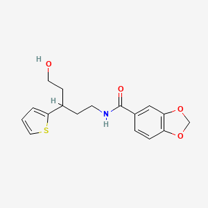 molecular formula C17H19NO4S B2459194 N-(5-hydroxy-3-(thiophen-2-yl)pentyl)benzo[d][1,3]dioxole-5-carboxamide CAS No. 2034241-36-4