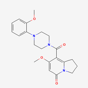 molecular formula C21H25N3O4 B2459199 7-methoxy-8-(4-(2-methoxyphenyl)piperazine-1-carbonyl)-2,3-dihydroindolizin-5(1H)-one CAS No. 2034280-96-9