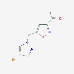 molecular formula C8H6BrN3O2 B2459201 5-[(4-Bromopyrazol-1-yl)methyl]-1,2-oxazole-3-carbaldehyde CAS No. 2248337-37-1