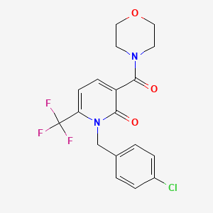 molecular formula C18H16ClF3N2O3 B2459210 1-(4-chlorobenzyl)-3-(morpholinocarbonyl)-6-(trifluoromethyl)-2(1H)-pyridinone CAS No. 551921-70-1