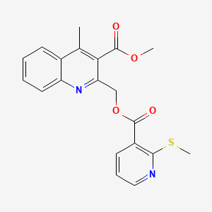 molecular formula C20H18N2O4S B2459218 Methyl 4-methyl-2-[(2-methylsulfanylpyridine-3-carbonyl)oxymethyl]quinoline-3-carboxylate CAS No. 871226-93-6