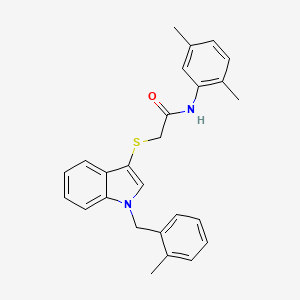 molecular formula C26H26N2OS B2459220 N-(2,5-dimethylphenyl)-2-({1-[(2-methylphenyl)methyl]-1H-indol-3-yl}sulfanyl)acetamide CAS No. 450347-45-2