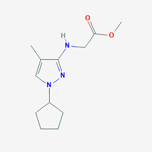 molecular formula C12H19N3O2 B2459228 Methyl 2-[(1-cyclopentyl-4-methylpyrazol-3-yl)amino]acetate CAS No. 2247207-28-7