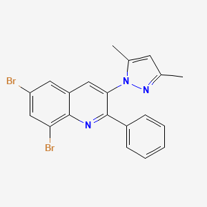 molecular formula C20H15Br2N3 B2459235 6,8-dibromo-3-(3,5-dimethyl-1H-pyrazol-1-yl)-2-phenylquinoline CAS No. 956182-51-7