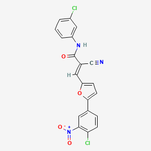 molecular formula C20H11Cl2N3O4 B2459237 (E)-3-[5-(4-chloro-3-nitrophenyl)furan-2-yl]-N-(3-chlorophenyl)-2-cyanoprop-2-enamide CAS No. 326100-40-7