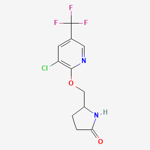 B2459238 5-({[3-Chloro-5-(trifluoromethyl)pyridin-2-yl]oxy}methyl)pyrrolidin-2-one CAS No. 2175979-14-1