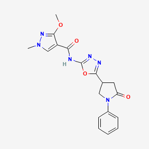 3-methoxy-1-methyl-N-(5-(5-oxo-1-phenylpyrrolidin-3-yl)-1,3,4-oxadiazol-2-yl)-1H-pyrazole-4-carboxamide