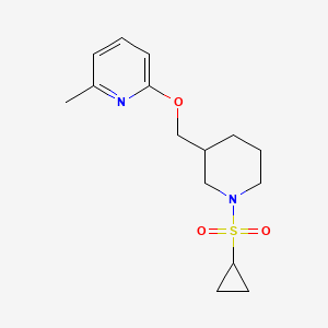 molecular formula C15H22N2O3S B2459246 2-[(1-Cyclopropylsulfonylpiperidin-3-yl)methoxy]-6-methylpyridine CAS No. 2380059-41-4