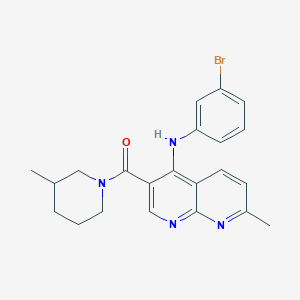 molecular formula C22H23BrN4O B2459258 N-(3-bromophenyl)-7-methyl-3-(3-methylpiperidine-1-carbonyl)-1,8-naphthyridin-4-amine CAS No. 1251589-34-0