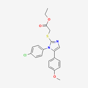 molecular formula C20H19ClN2O3S B2459266 ethyl 2-((1-(4-chlorophenyl)-5-(4-methoxyphenyl)-1H-imidazol-2-yl)thio)acetate CAS No. 1226456-72-9
