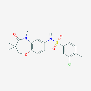 molecular formula C19H21ClN2O4S B2459271 3-chloro-4-methyl-N-(3,3,5-trimethyl-4-oxo-2,3,4,5-tetrahydrobenzo[b][1,4]oxazepin-7-yl)benzenesulfonamide CAS No. 922023-38-9