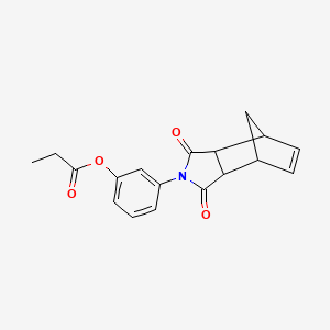molecular formula C18H17NO4 B2459273 3-{3,5-dioxo-4-azatricyclo[5.2.1.0^{2,6}]dec-8-en-4-yl}phenyl propanoate CAS No. 467444-71-9