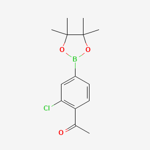 molecular formula C14H18BClO3 B2459278 1-[2-Chloro-4-(tetramethyl-1,3,2-dioxaborolan-2-yl)phenyl]ethan-1-one CAS No. 1417036-32-8