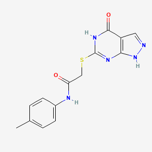 molecular formula C14H13N5O2S B2459288 2-((4-氧代-4,5-二氢-1H-吡唑并[3,4-d]嘧啶-6-基)硫代)-N-(对甲苯基)乙酰胺 CAS No. 878066-47-8
