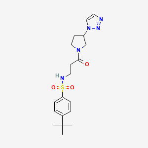 molecular formula C19H27N5O3S B2459293 N-(3-(3-(1H-1,2,3-triazol-1-yl)pyrrolidin-1-yl)-3-oxopropyl)-4-(tert-butyl)benzenesulfonamide CAS No. 1788679-05-9