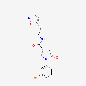 molecular formula C17H18BrN3O3 B2459299 1-(3-BROMOPHENYL)-N-[2-(3-METHYL-1,2-OXAZOL-5-YL)ETHYL]-5-OXOPYRROLIDINE-3-CARBOXAMIDE CAS No. 1421493-33-5