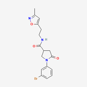 molecular formula C17H18BrN3O3 B2459299 1-(3-bromophenyl)-N-(2-(3-methylisoxazol-5-yl)ethyl)-5-oxopyrrolidine-3-carboxamide CAS No. 1421493-33-5