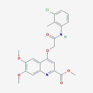 molecular formula C22H21ClN2O6 B2459301 Methyl 4-{[(3-chloro-2-methylphenyl)carbamoyl]methoxy}-6,7-dimethoxyquinoline-2-carboxylate CAS No. 1359392-74-7