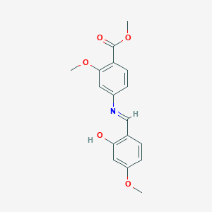 B2459344 methyl 4-{[(E)-(2-hydroxy-4-methoxyphenyl)methylidene]amino}-2-methoxybenzenecarboxylate CAS No. 477858-55-2