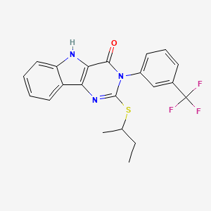 molecular formula C21H18F3N3OS B2459347 2-(butan-2-ylsulfanyl)-3-[3-(trifluoromethyl)phenyl]-3H,4H,5H-pyrimido[5,4-b]indol-4-one CAS No. 536716-29-7