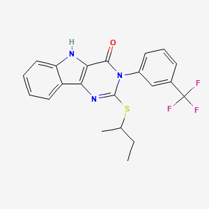 molecular formula C21H18F3N3OS B2459347 2-butan-2-ylsulfanyl-3-[3-(trifluoromethyl)phenyl]-5H-pyrimido[5,4-b]indol-4-one CAS No. 536716-29-7