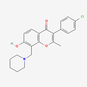 molecular formula C22H22ClNO3 B2459351 3-(4-chlorophenyl)-7-hydroxy-2-methyl-8-(piperidin-1-ylmethyl)-4H-chromen-4-one CAS No. 637751-88-3