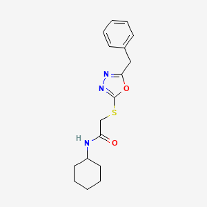 molecular formula C17H21N3O2S B2459353 2-[(5-benzyl-1,3,4-oxadiazol-2-yl)sulfanyl]-N-cyclohexylacetamide CAS No. 693237-36-4