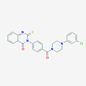 molecular formula C25H21ClN4O2S B2459356 3-{4-[4-(3-Chlorophenyl)piperazine-1-carbonyl]phenyl}-2-sulfanylidene-1,2,3,4-tetrahydroquinazolin-4-one CAS No. 403728-62-1