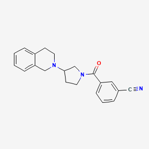 molecular formula C21H21N3O B2459358 3-(3-(3,4-dihydroisoquinolin-2(1H)-yl)pyrrolidine-1-carbonyl)benzonitrile CAS No. 2034264-87-2
