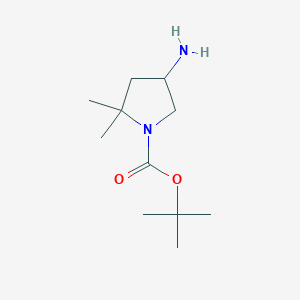 molecular formula C11H22N2O2 B2459399 Tert-butyl 4-amino-2,2-dimethylpyrrolidine-1-carboxylate CAS No. 1896587-28-2